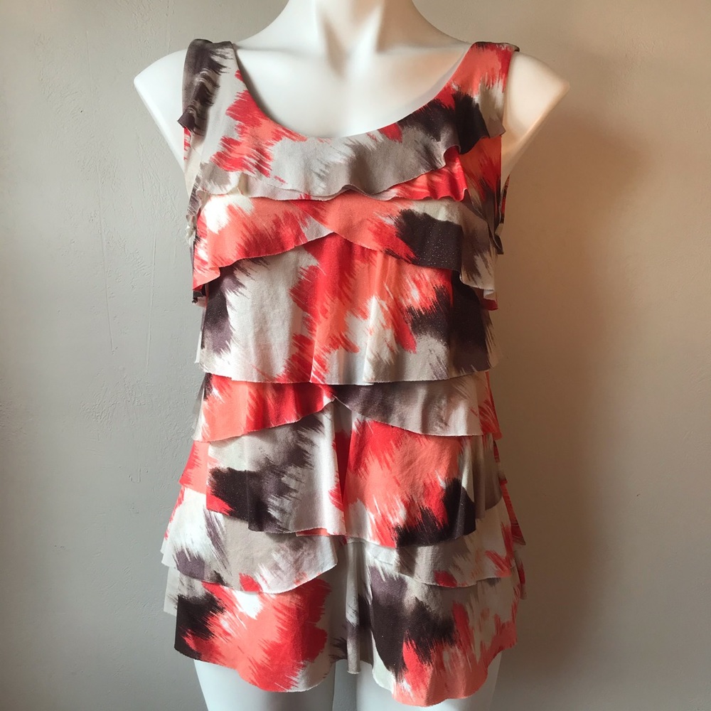 Style & Co Sleeveless Asymmetric Ruffle Top, Peach